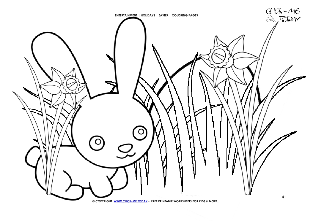 Easter Coloring Page: 41 Easter bunny in grass